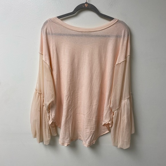 Free People Still Got It Mesh Sleeve Tee Blush Size Extra Small - Picture 8 of 8